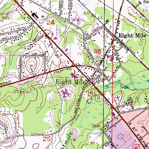 Topographic Map of Eight Mile Shopping Center, AL