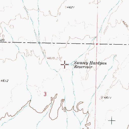 Topographic Map of Swasey Hardpan Reservoir, UT