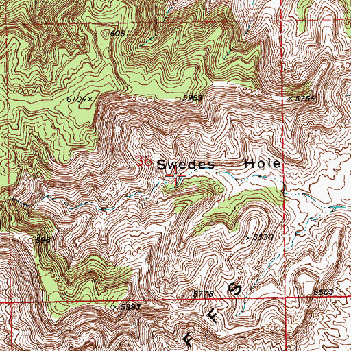 Topographic Map of Swedes Hole, UT