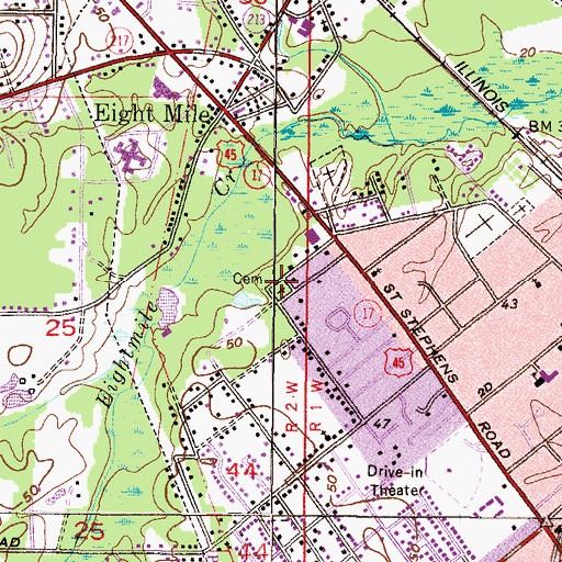 Topographic Map of Elam Cemetery, AL