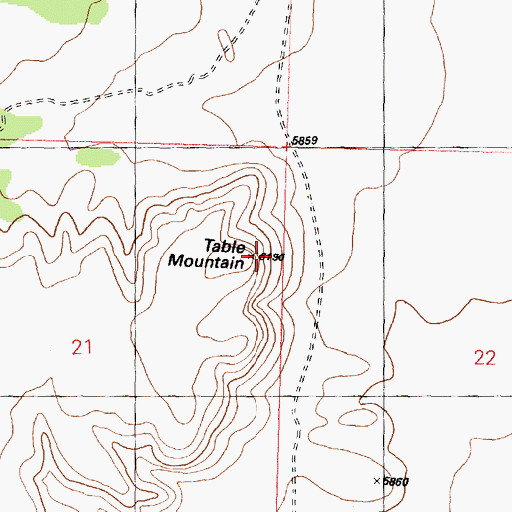 Topographic Map of Table Mountain, UT