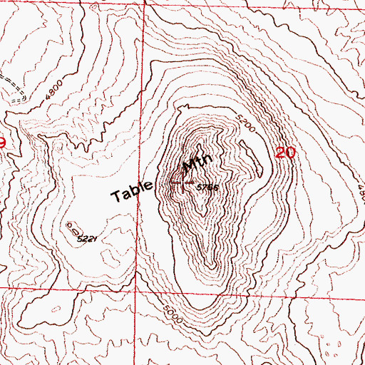 Topographic Map of Table Mountain, UT