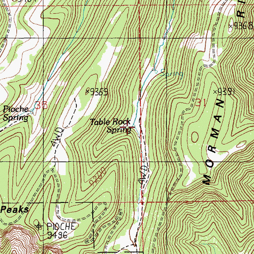 Topographic Map of Table Rock Spring, UT