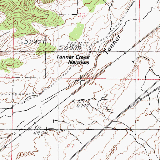 Topographic Map of Tanner Creek Narrows, UT