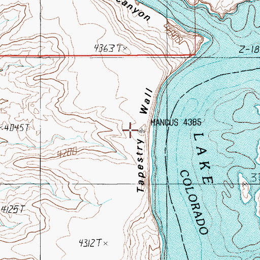 Topographic Map of Tapestry Wall, UT