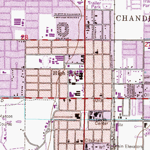 Topographic Map of Chandler High School, AZ
