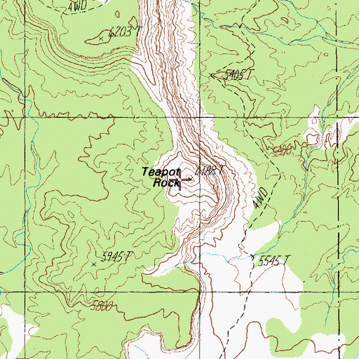 Topographic Map of Teapot Rock, UT