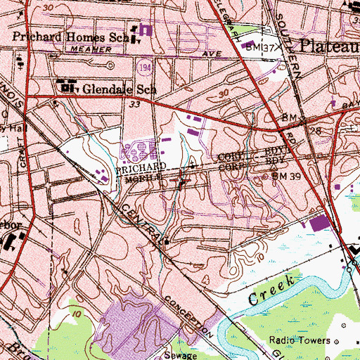 Topographic Map of Evangelistic Everlasting Holiness Church of Jesus Christ, AL