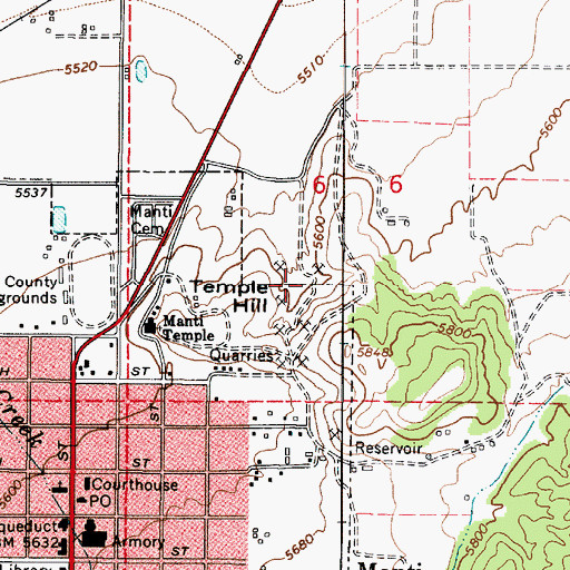 Topographic Map of Temple Hill, UT