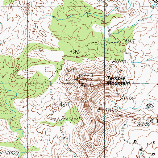 Topographic Map of Temple Mountain, UT