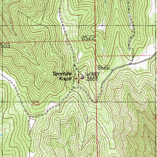 Topographic Map of Tenmile Knoll, UT