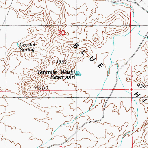 Topographic Map of Tenmile Wash Reservoir, UT
