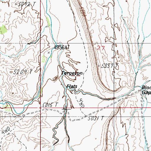 Topographic Map of Tergeson Flats, UT