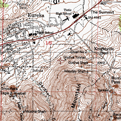 Topographic Map of Tetro Shaft, UT