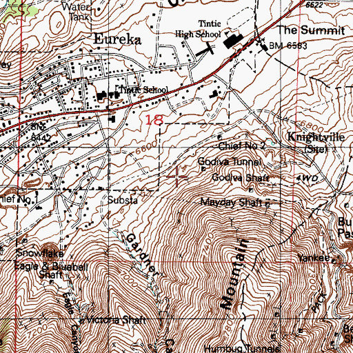 Topographic Map of Tetro Tunnel, UT