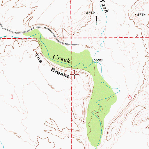 Topographic Map of The Breaks, UT