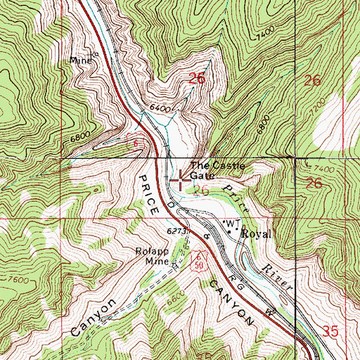Topographic Map of The Castle Gate, UT