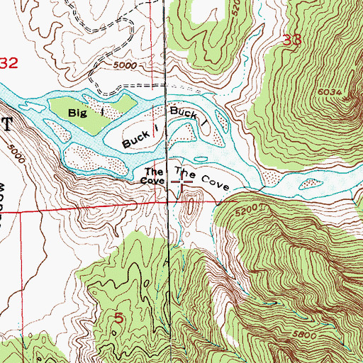 Topographic Map of The Cove, UT