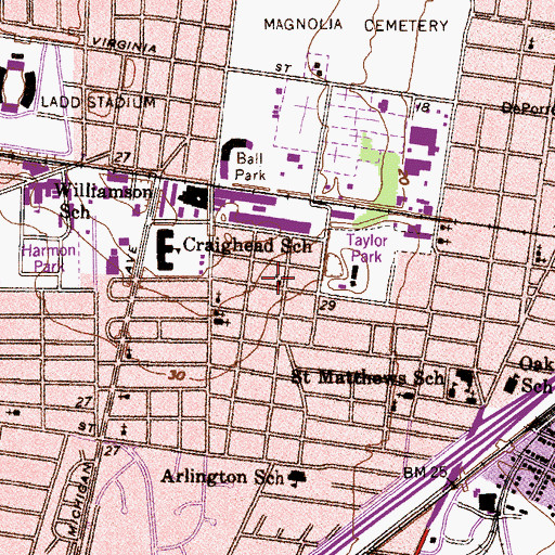 Topographic Map of First Baptist Church, AL