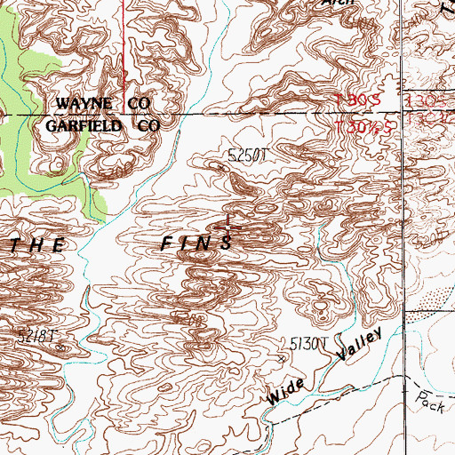 Topographic Map of The Fins, UT