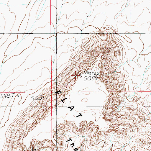 Topographic Map of The Flat Tops, UT