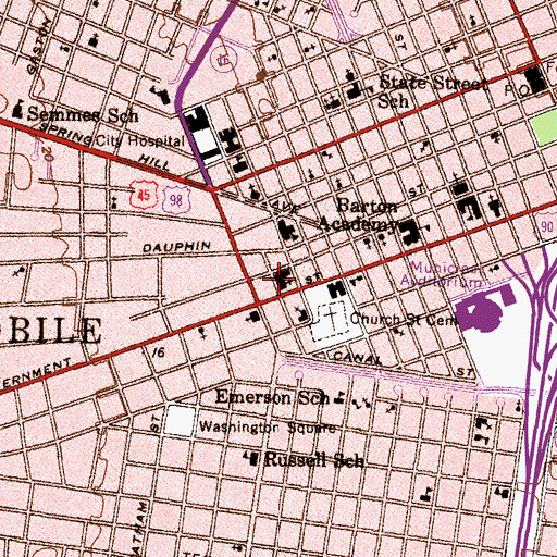 Topographic Map of First Baptist Church, AL