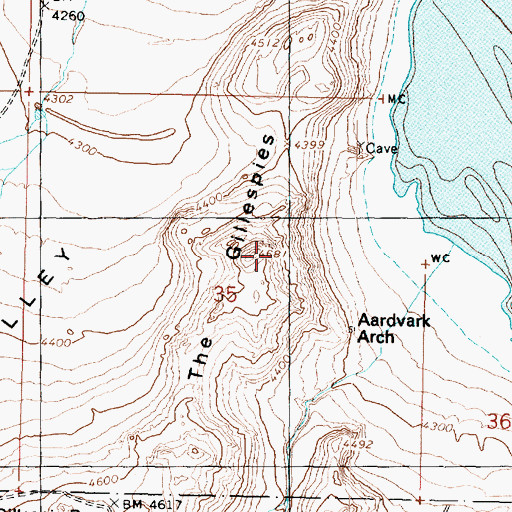 Topographic Map of The Gillespies, UT