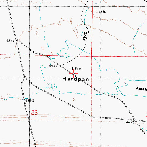 Topographic Map of The Hardpan, UT