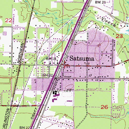 Topographic Map of First Baptist Church, AL