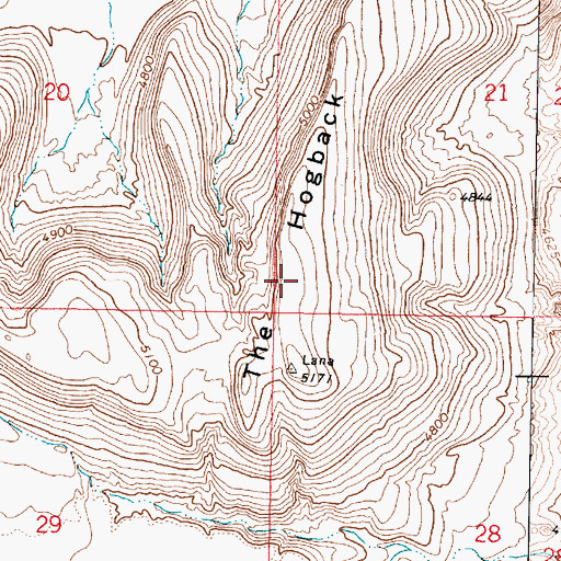 Topographic Map of The Hogback, UT