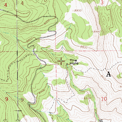 Topographic Map of The Hole, UT