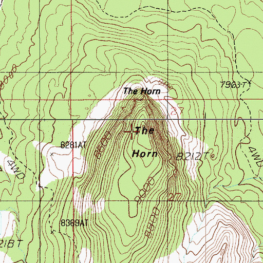 Topographic Map of The Horn, UT