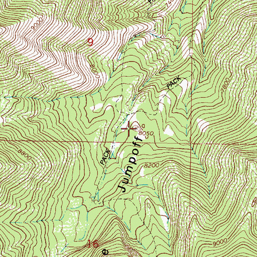 Topographic Map of The Jumpoff, UT