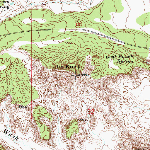Topographic Map of The Knoll, UT