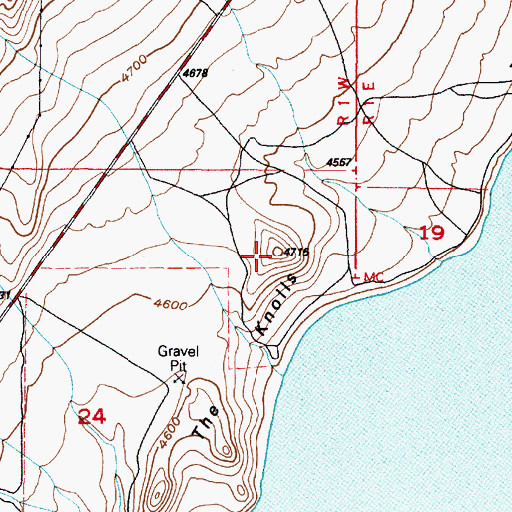 Topographic Map of The Knolls, UT
