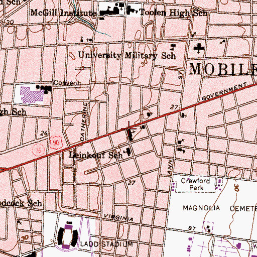 Topographic Map of First Christian Church, AL