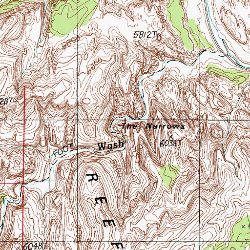 Topographic Map of The Narrows, UT