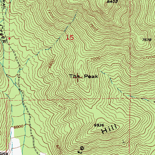Topographic Map of The Peak, UT