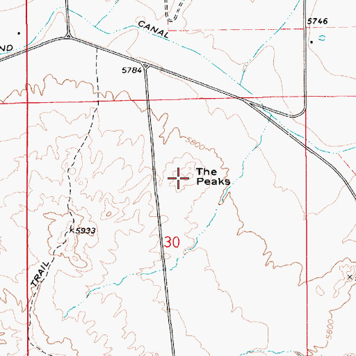 Topographic Map of The Peaks, UT