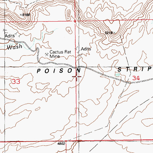 Topographic Map of The Poison Strip, UT