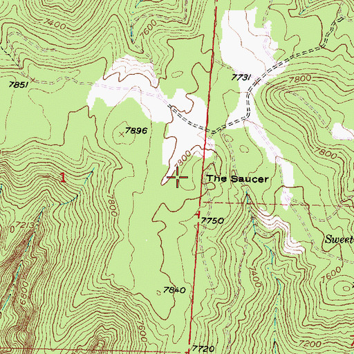 Topographic Map of The Saucer, UT