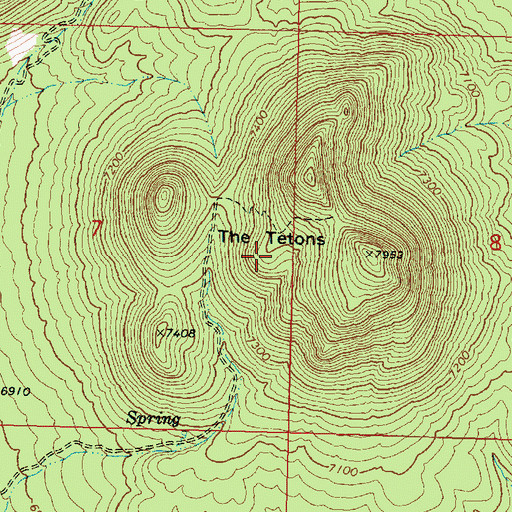 Topographic Map of The Tetons, UT