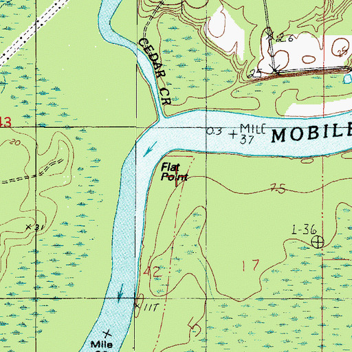 Topographic Map of Flat Point, AL