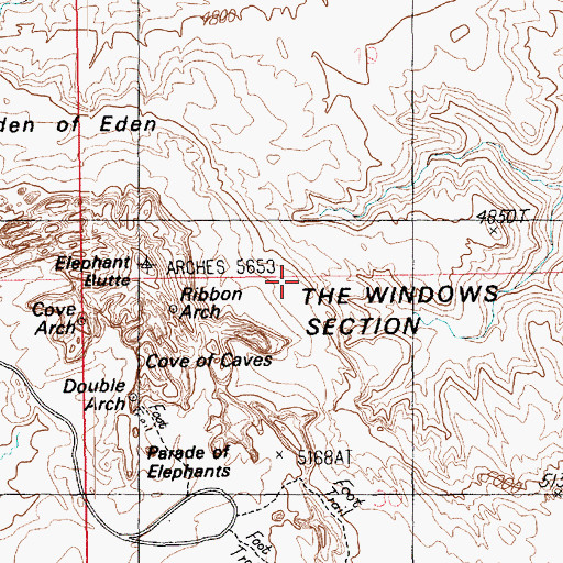Topographic Map of The Windows Section, UT