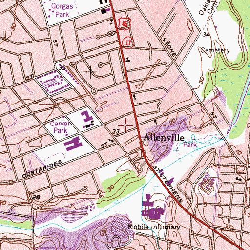 Topographic Map of Fore Memorial Church, AL
