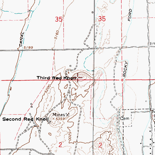 Topographic Map of Third Red Knoll, UT