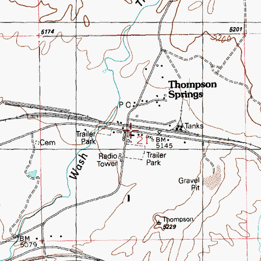 Topographic Map of Thompson Springs, UT