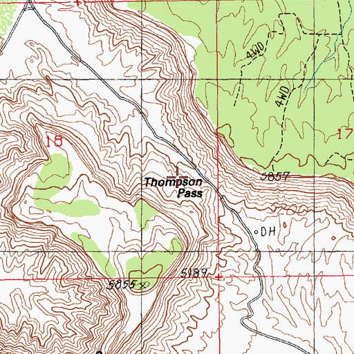 Topographic Map of Thompson Pass, UT