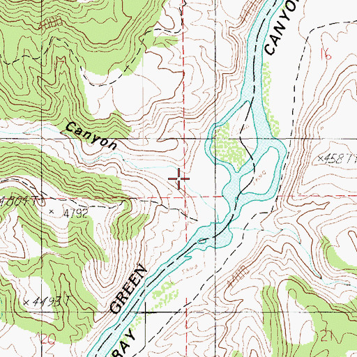 Topographic Map of Three Fords Canyon, UT