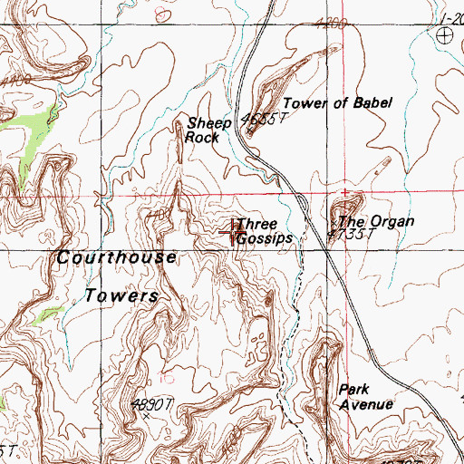 Topographic Map of Three Gossips, UT